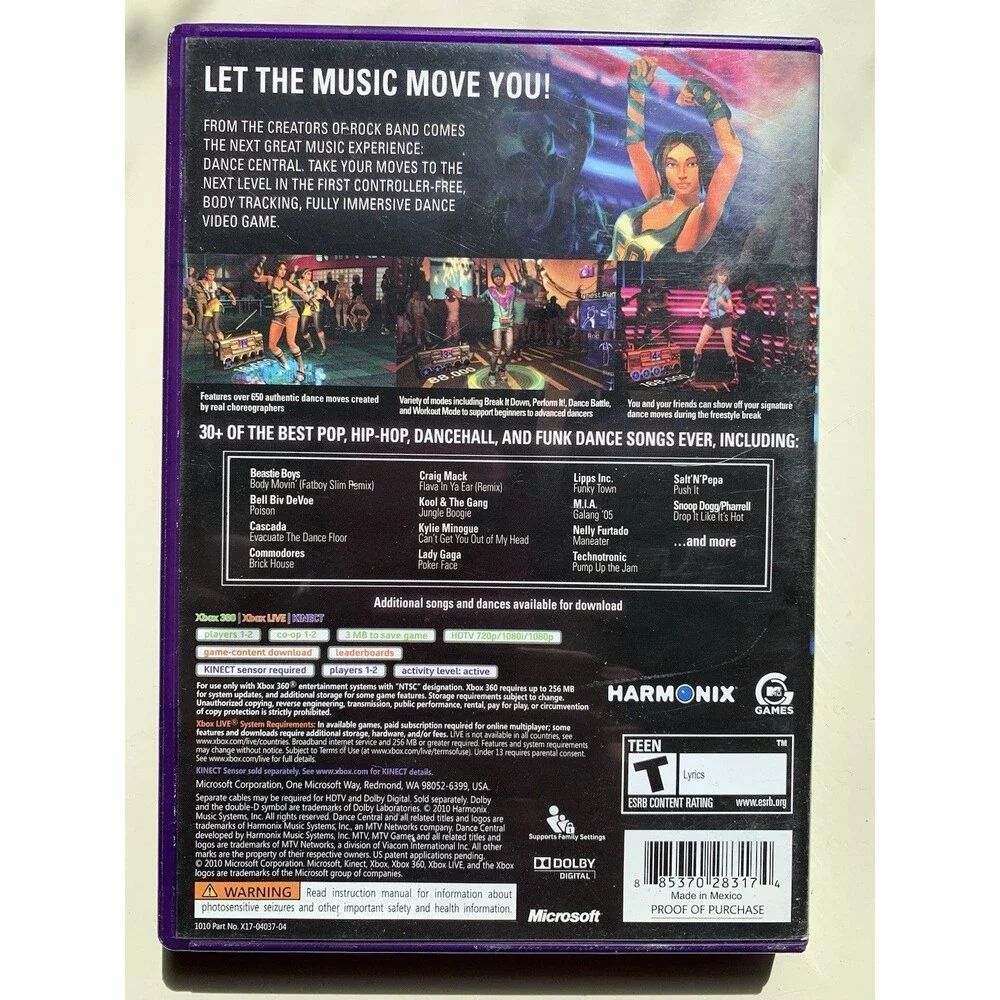 Microsoft XBox 360 Video Game. Dance Central - Complete w/ Booklet EUC